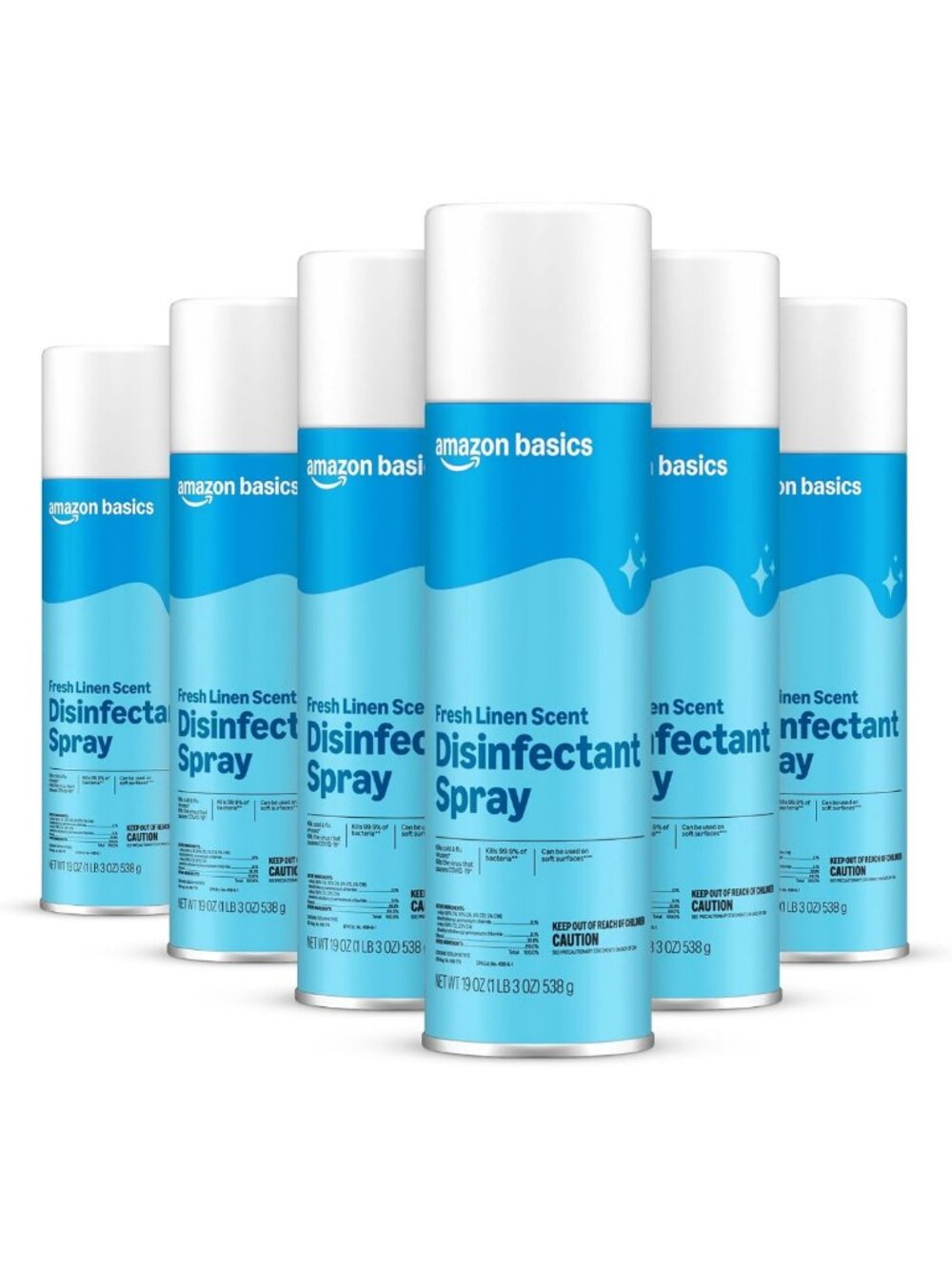 Disinfectant Spray Fresh Linen Scent - Kills 99.9% Bacteria, 19 Oz, 6 Pack
